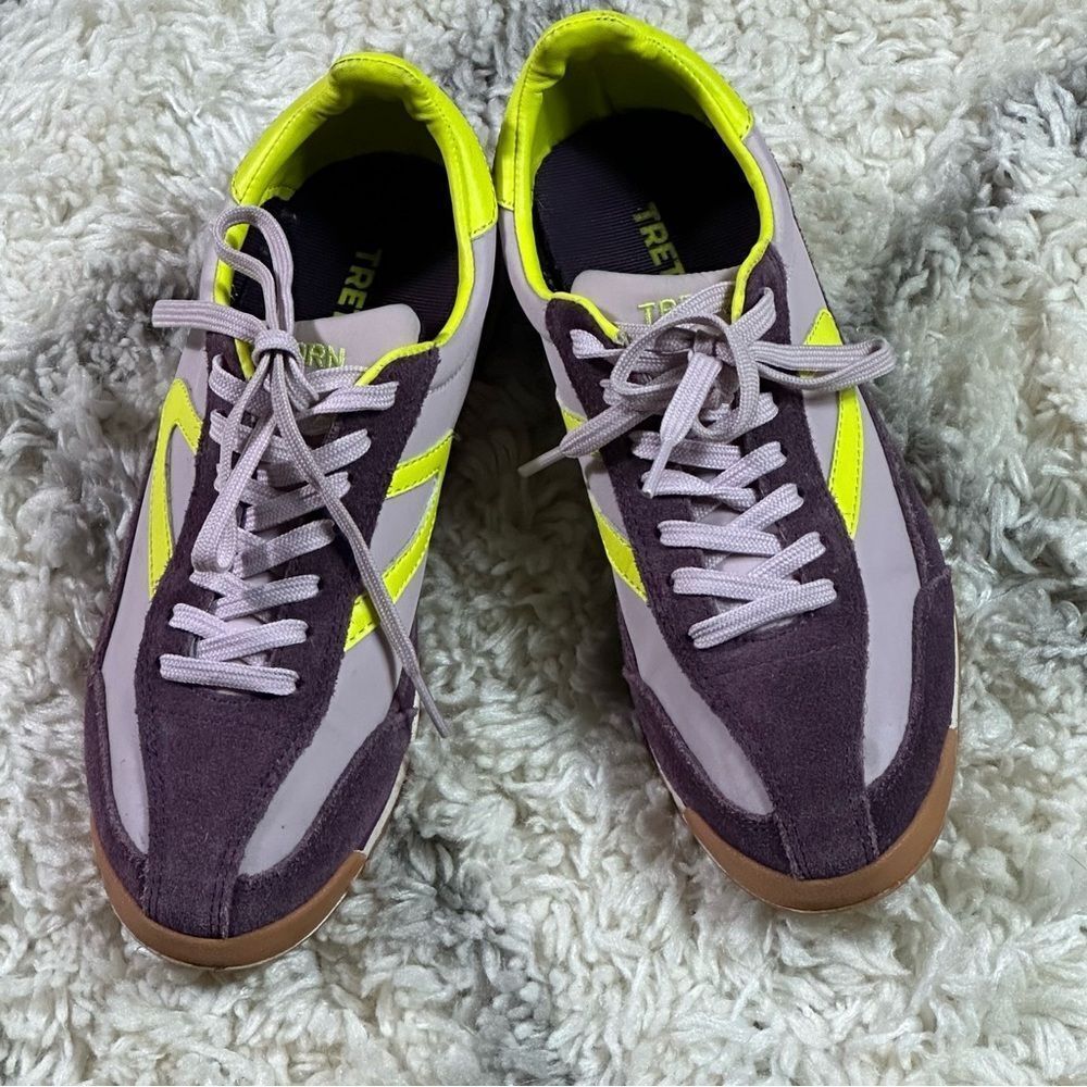 Tretorn Purple and Neon Yellow Lace-Up Trainers